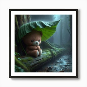 Teddy Bear In The Forest Art Print