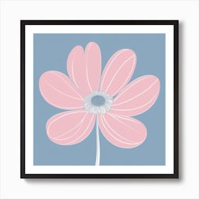 A White And Pink Flower In Minimalist Style Square Composition 104 Art Print