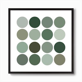 Sage Green Circle Dots Art Print