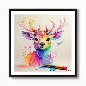 Colorful Deer 8 Affiche