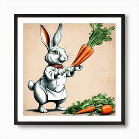 Rabbit Holding Carrots 4 Art Print