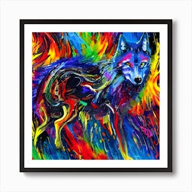  Wolf Abstract Expressionism Art Print Art Print