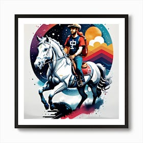 Cowboy On Horseback Art Print