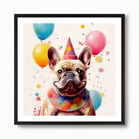 French Bulldog Birthday Party Art Print