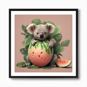 Koala Eating Watermelon Art Print