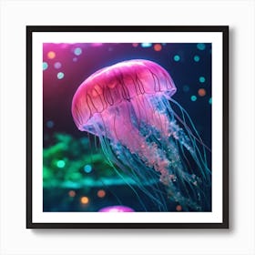 Neon Jellyfish Art Print