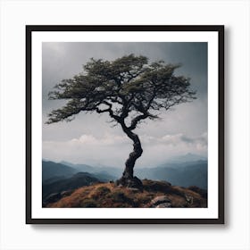 Lone Tree On Top Of Mountain 48 Art Print