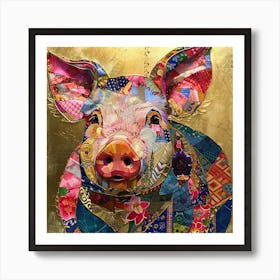 Patchwork Quilted Pig 2 Art Print