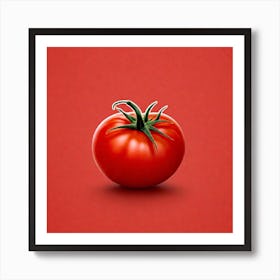 Tomato On A Red Background 1 Póster