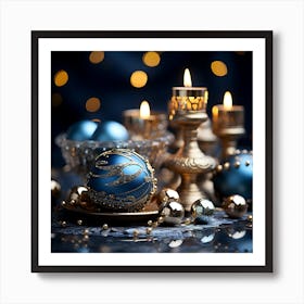 Christmas Background With Candles Art Print