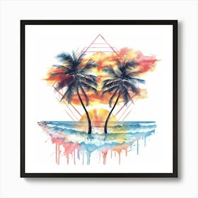 Sunset Palm Trees 2 Art Print