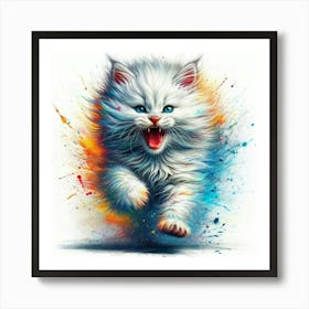 White Cat Painting 5 Art Print