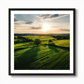 Grass Ecology No People Pasture Drone Scenic Shadow Flight Rural Scene Green Aerial View (11) Art Print