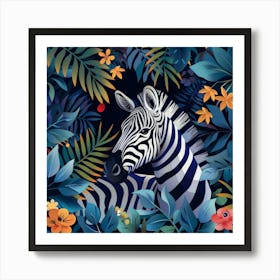 Zebra In The Jungle 7 Art Print