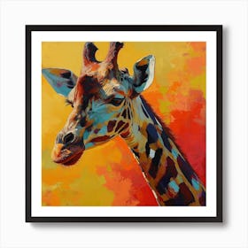 Warm Impasto Portrait Of A Giraffe 4 Art Print