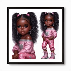 Little Black Girl In Pink 2 Art Print