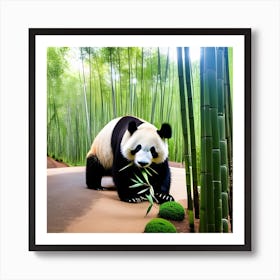 Panda Bear In Bamboo Forest Photo 3 Art Print