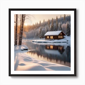 Cabin On The Lake Art Print