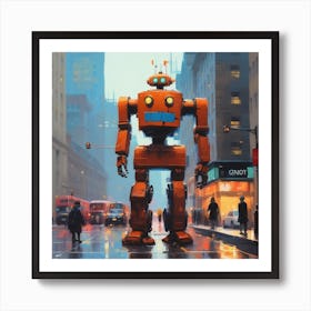 Robot On The Street 60 Art Print