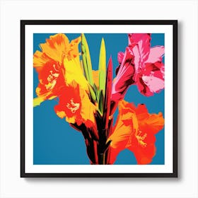 Andy Warhol Style Pop Art Flowers Gladiolus 1 Square Art Print