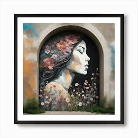 Woman In Flowers Art Print