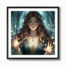 Fairy Girl In The Forest 7 Art Print