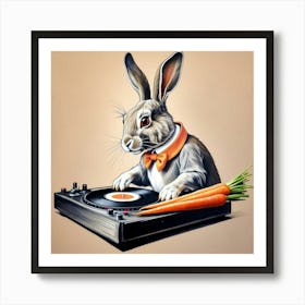 Rabbit On Turntable 1 Art Print