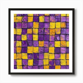 Purple And Yellow Mosaic Art Print