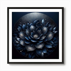 Dark Blue Flower Art Print