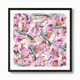 Tropical Flowers ,Bird Art Print