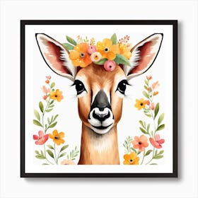 Floral Baby Antelope Nursery Illustration (28) Art Print