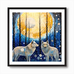 Wolves Match - Wolf Animal Painting Art Print