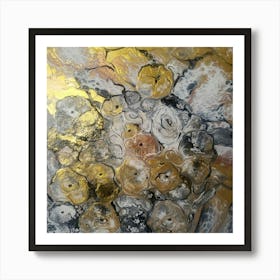 Gold And Black Abstract Painting Art Print