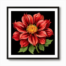 Red Dahlia Flower 2 Art Print