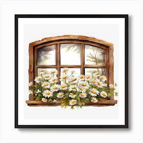 Daisies In The Window Art Print