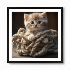 Kitten In A Basket Art Print