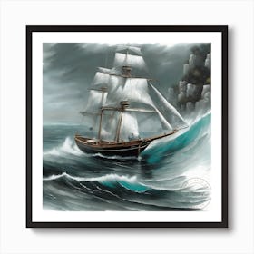 Ship In Rough Sea 45 Art Print