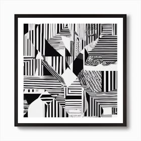 Abstract Geometric Patterns In Monochrome 7 Art Print