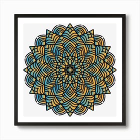 Mandala Art Blue and Orange Gradient Art Print