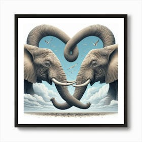 Elephants In Love #2 by Cam Views Art Print
