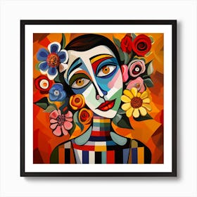 Woman With Flowers 3 Art Print