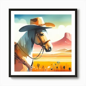 Cowboy On Horseback 1 Art Print