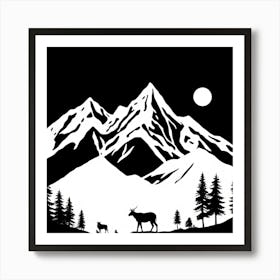 Deer In The Mountains Art Print