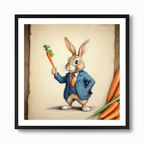 Rabbit Holding Carrot 4 Art Print