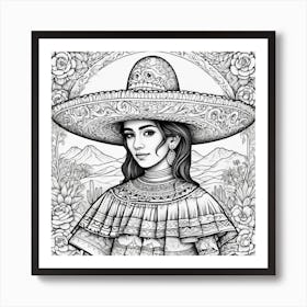 Mexican Girl In Sombren 1 Art Print