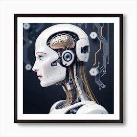 Robot With A Brain Art Print