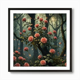 Roses In The Forest Art Print