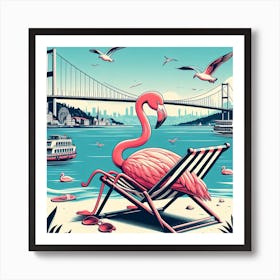 Flamingo at Istanbul beach Art Print