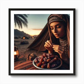 Bedouin Woman Eating Dates 1 Art Print