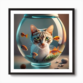 Cat In A Fish Bowl 16 Art Print